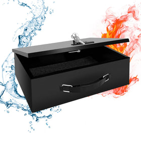 YIYITOOLS fireproof lock box side view showing durable steel and compact home storage.
