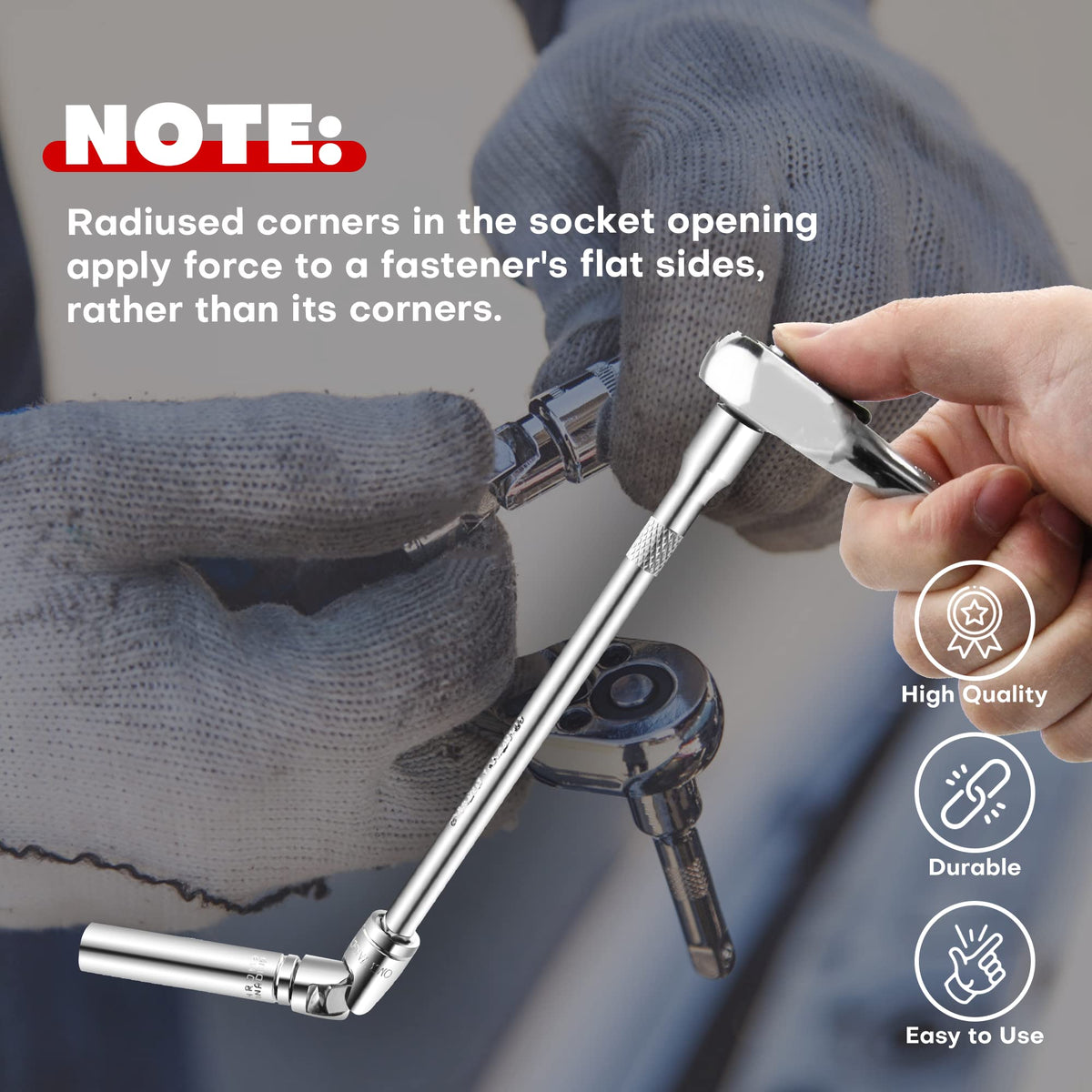 YIYITOOLS six-point sockets grip fasteners to prevent rounding