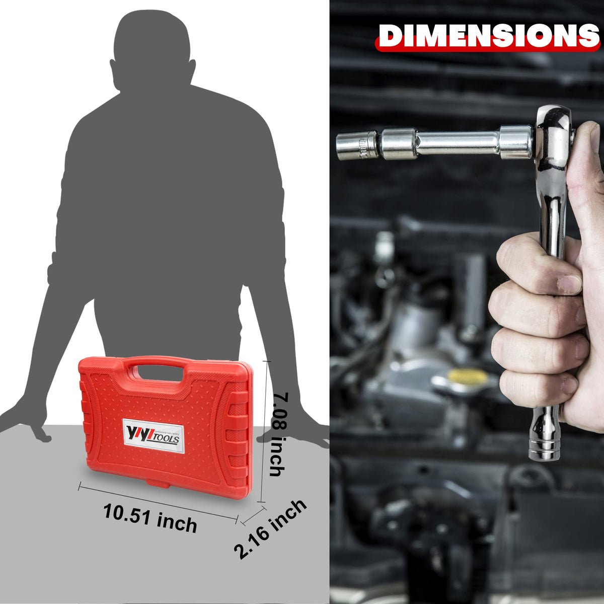 YIYITOOLS universal joint and extension aid hard-to-reach fasteners