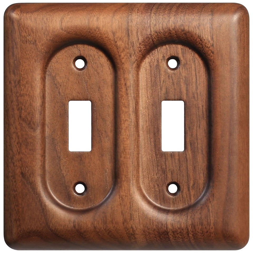 YDJSA decorative walnut switch plate close-up highlighting warm grain for cozy interiors.