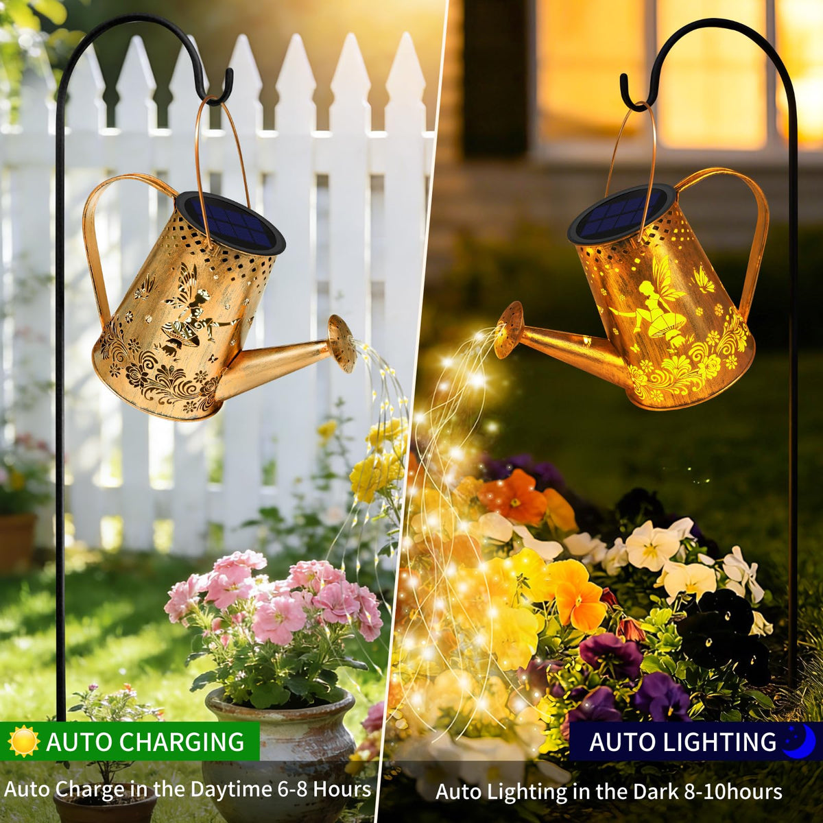 YJFWAL rust-proof metal construction with included shepherd hook for easy hanging.