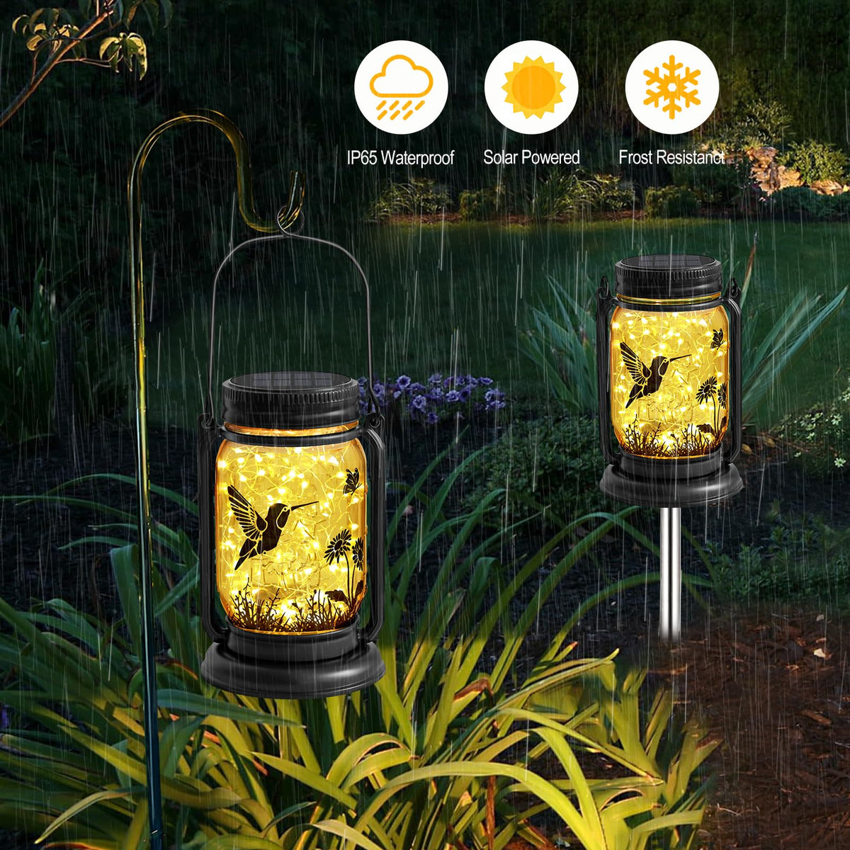 YJFWAL solar lantern with wider panel charges quickly for longer evenings.