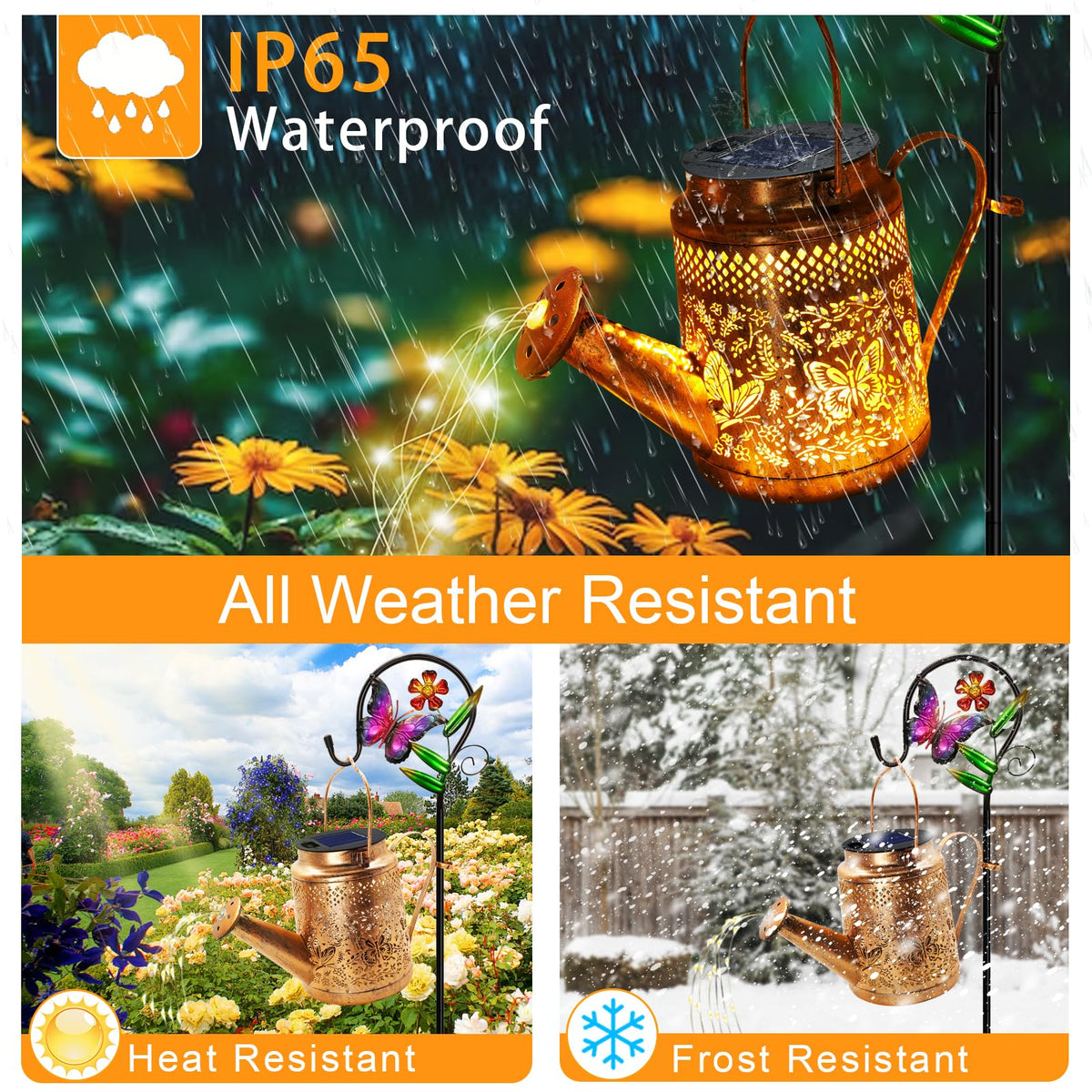 YJFWAL solar powered lights with shepherd hook for flexible placement