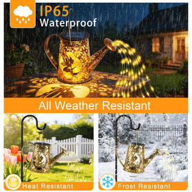 YJFWAL solar watering can lights use 80 LEDs for vivid twinkle