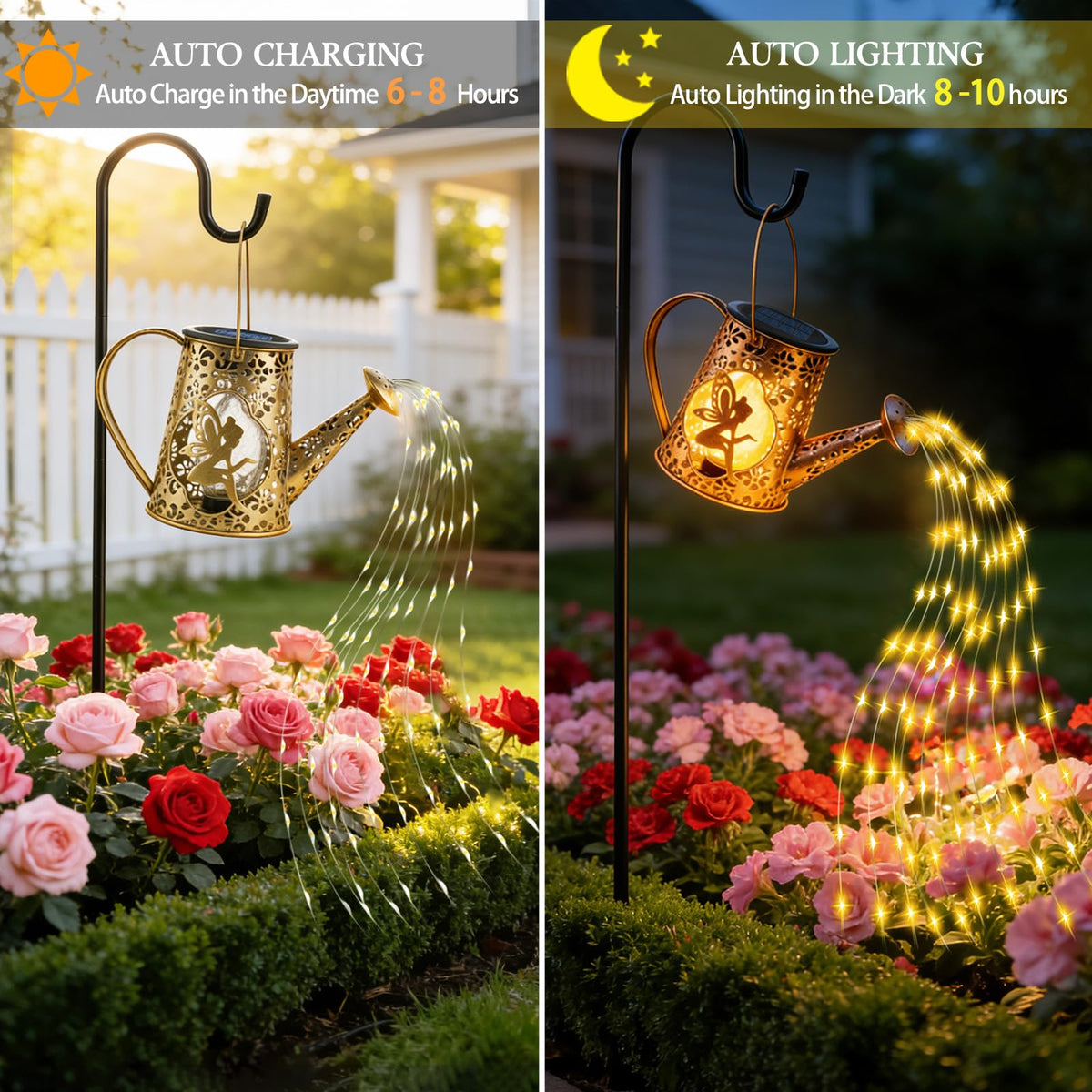 YJFWAL solar watering can lights along pathways guide evening strolls safely