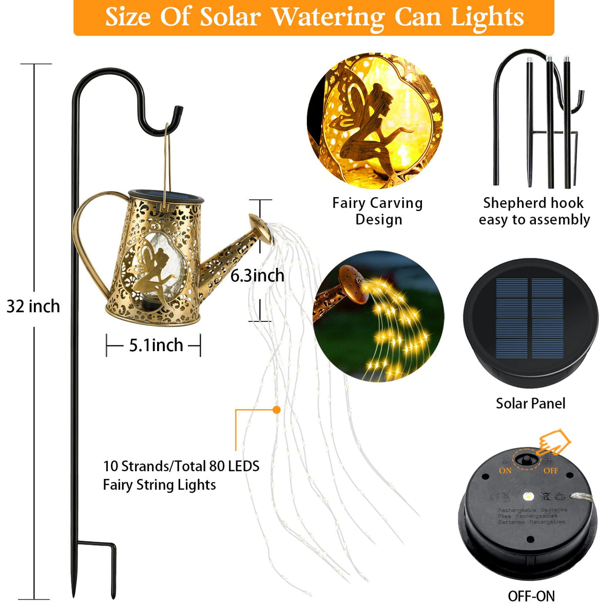 YJFWAL solar watering can lights for porch provide warm, inviting illumination