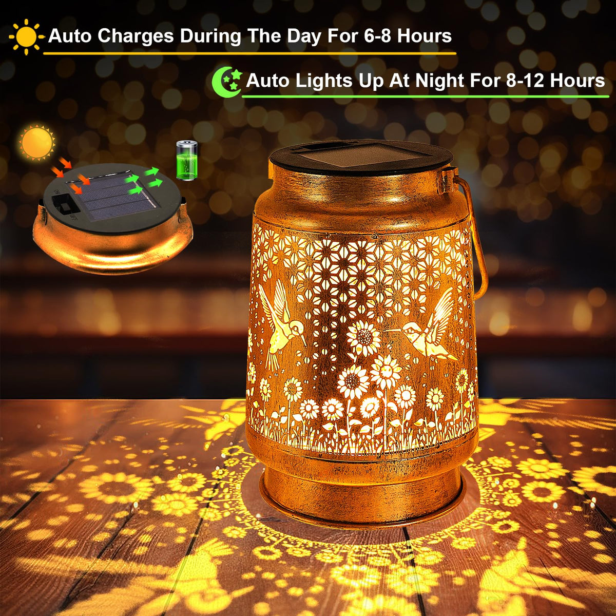 YJFWAL garden-night-lamp projection creates a magical sunflower silhouette in outdoor spaces.