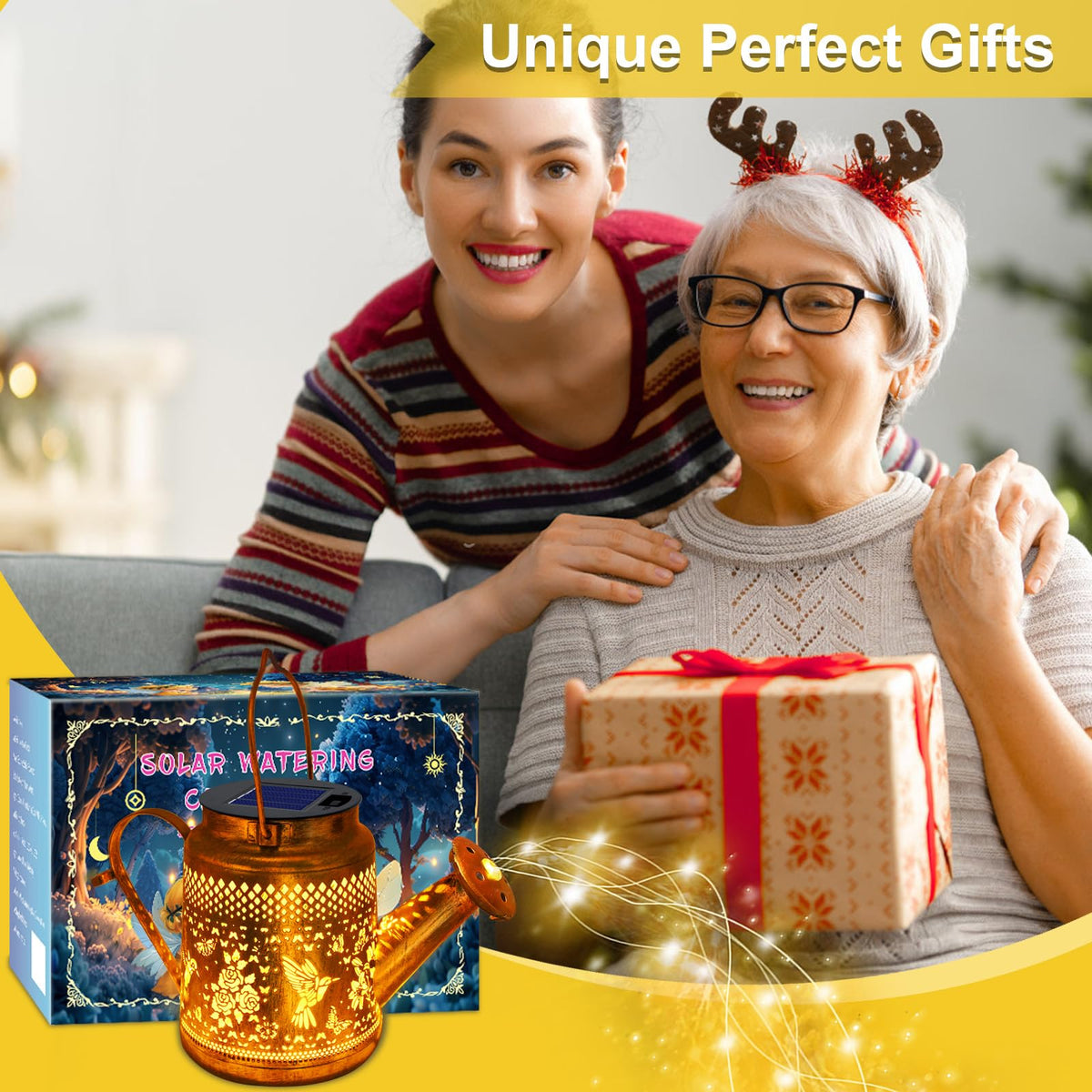 YJFWAL warm white LED string lights create a cozy night-time ambiance.