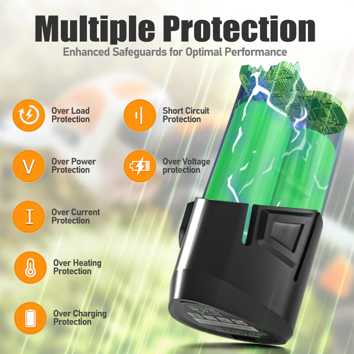 YJITO safety protections guard against overcharge and short-circuit.