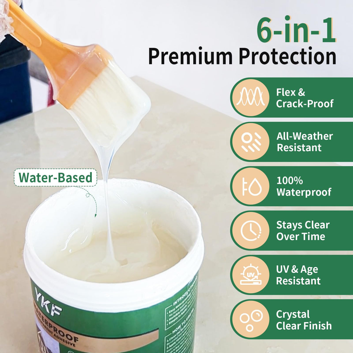 YKF sealant brush application shows easy surface sealing and control.