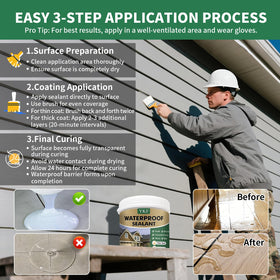 YKF sealant application on roof achieves weather-ready protection with invisible finish.
