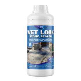 YKF Wet Look Stone Sealer bottle with crystal-clear finish for outdoor stone