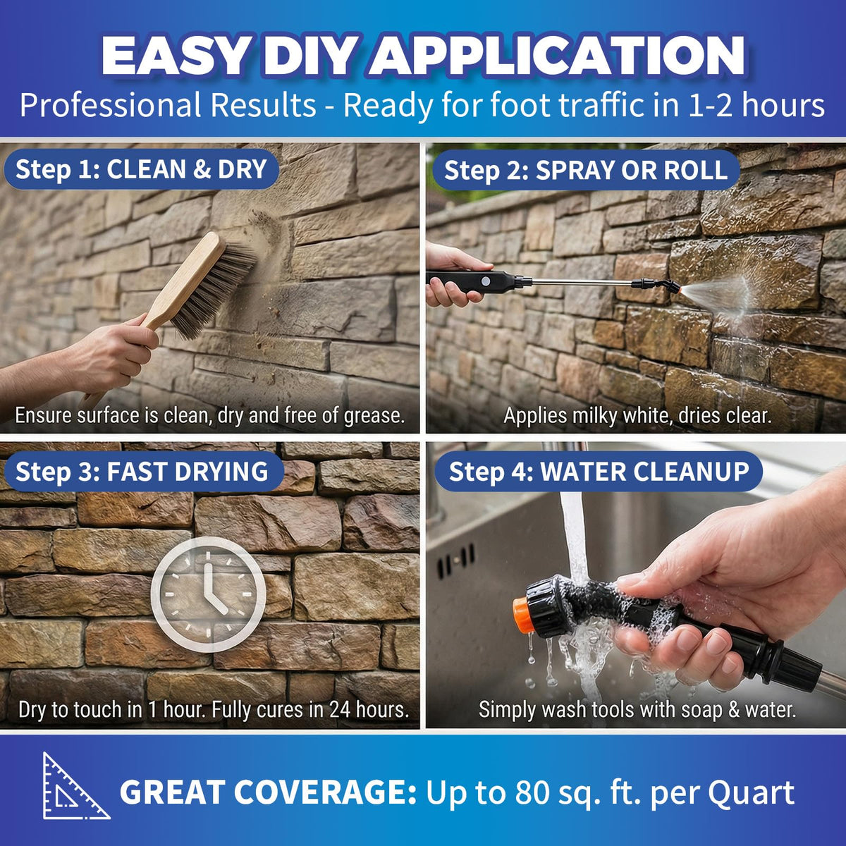 YKF wet look sealer with pump sprayer enables quick outdoor sealing