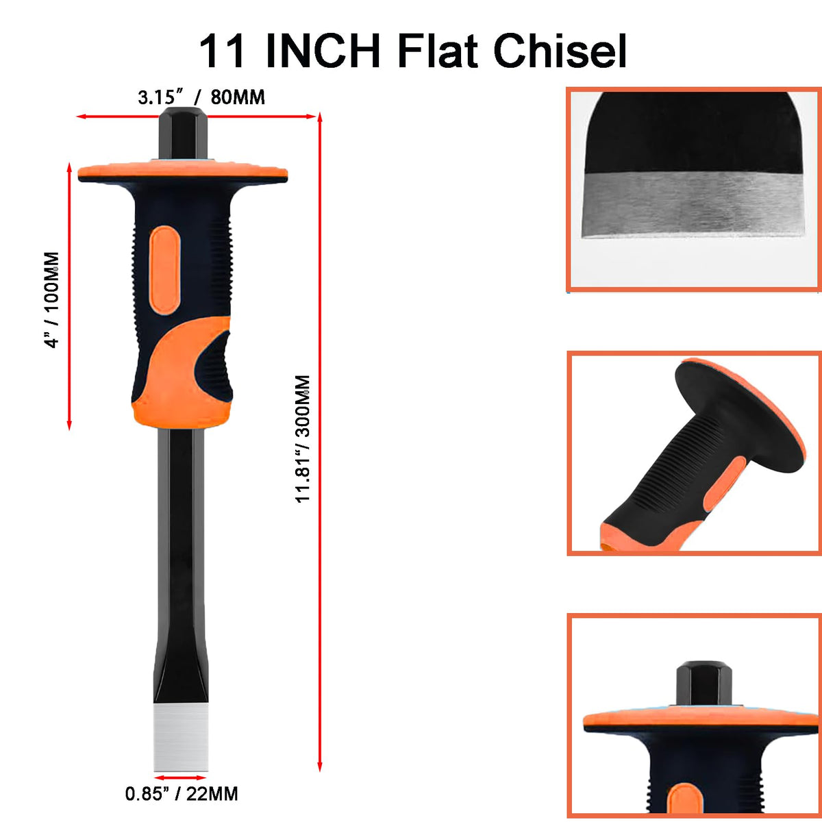 YKFLEXT 11in flat chisel for flat cuts and smooth edges.