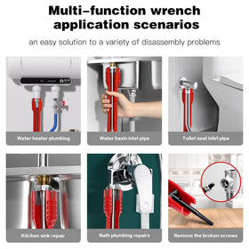 Ykwao 14-in-1 head variants highlights adjustable nut compatibility for 95% of sinks.