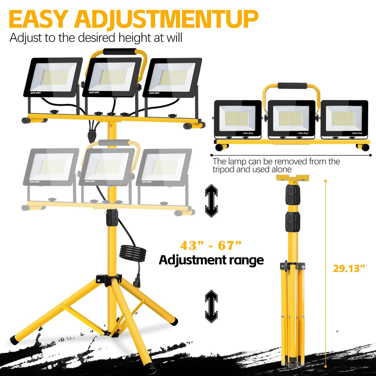 YKXJM adjustable-foldable tripod enables quick setup on site.