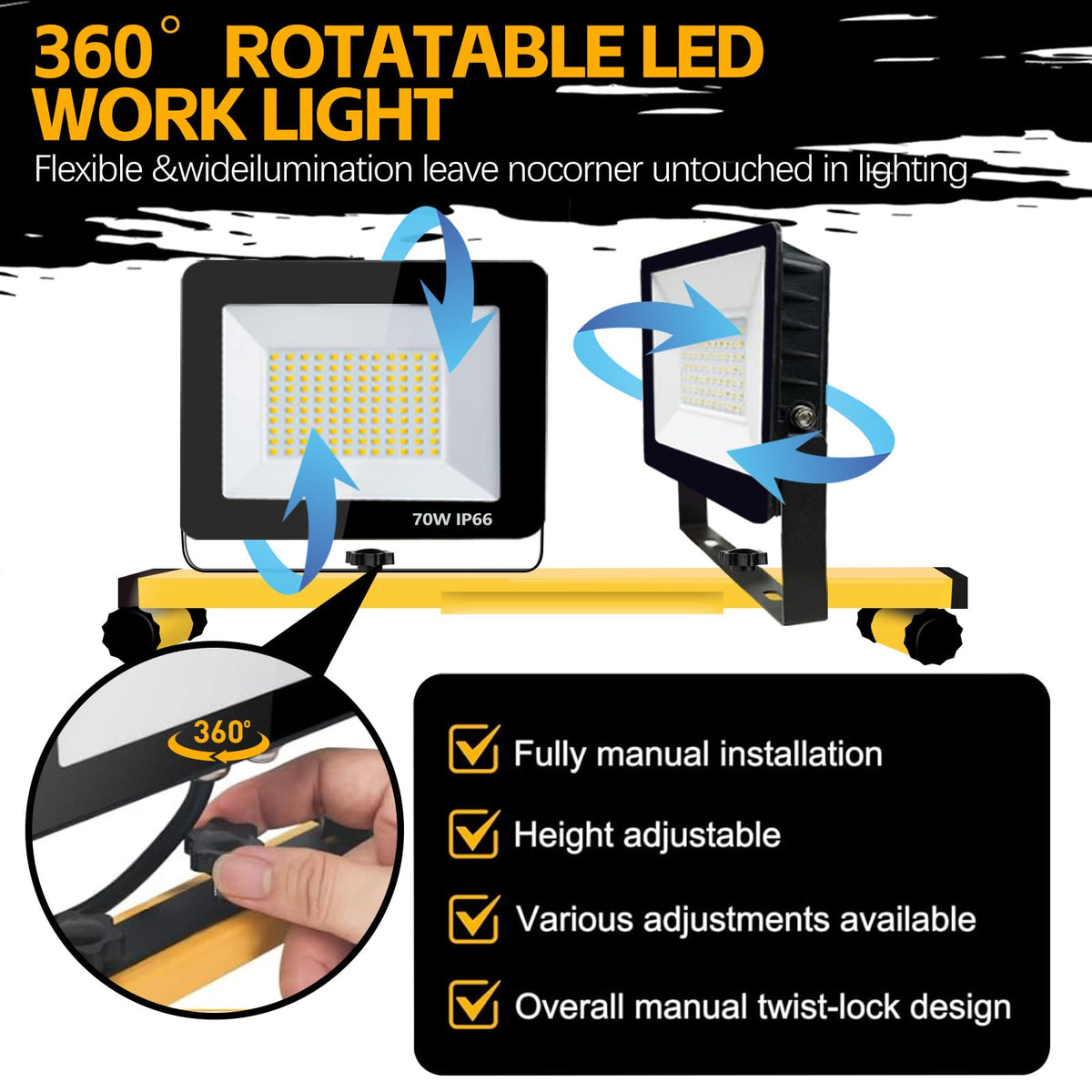 YKXJM light heads rotate 360 degrees for precise illumination