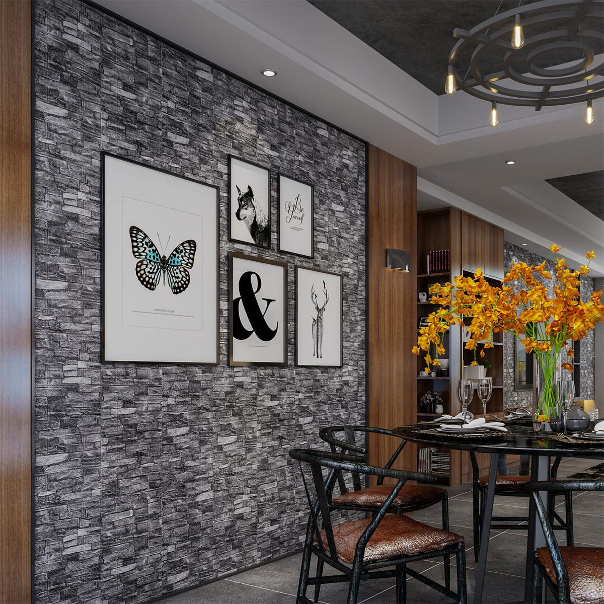 YLL 3D wall panel black-room-background demonstrates coverage of 29 sq ft
