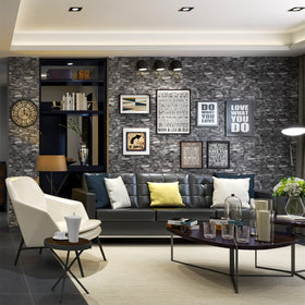 YLL 3D wall panel black wall-assembly demonstrating easy peel-and-stick application