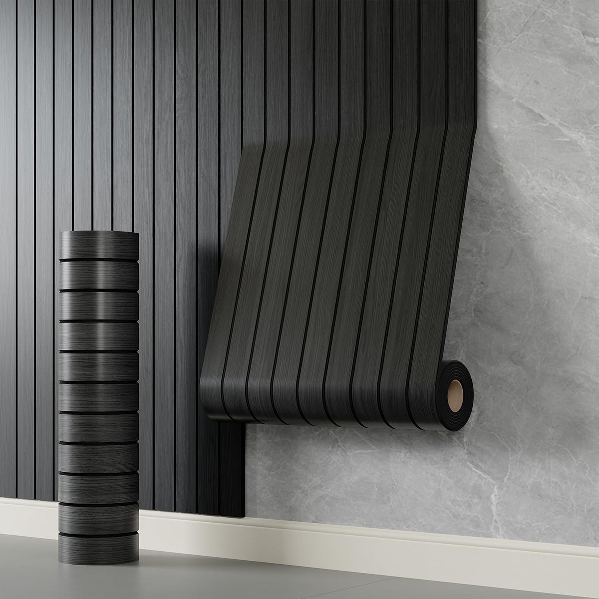 YLL YLL PVC slat wall panel wood-grain 3D texture enhances room depth