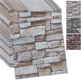 YLL YLL 3D brick wall panel adds depth to the TV wall.