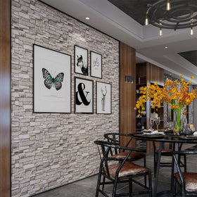 YLL YLL faux stone wall panel creates a stylish feature wall.