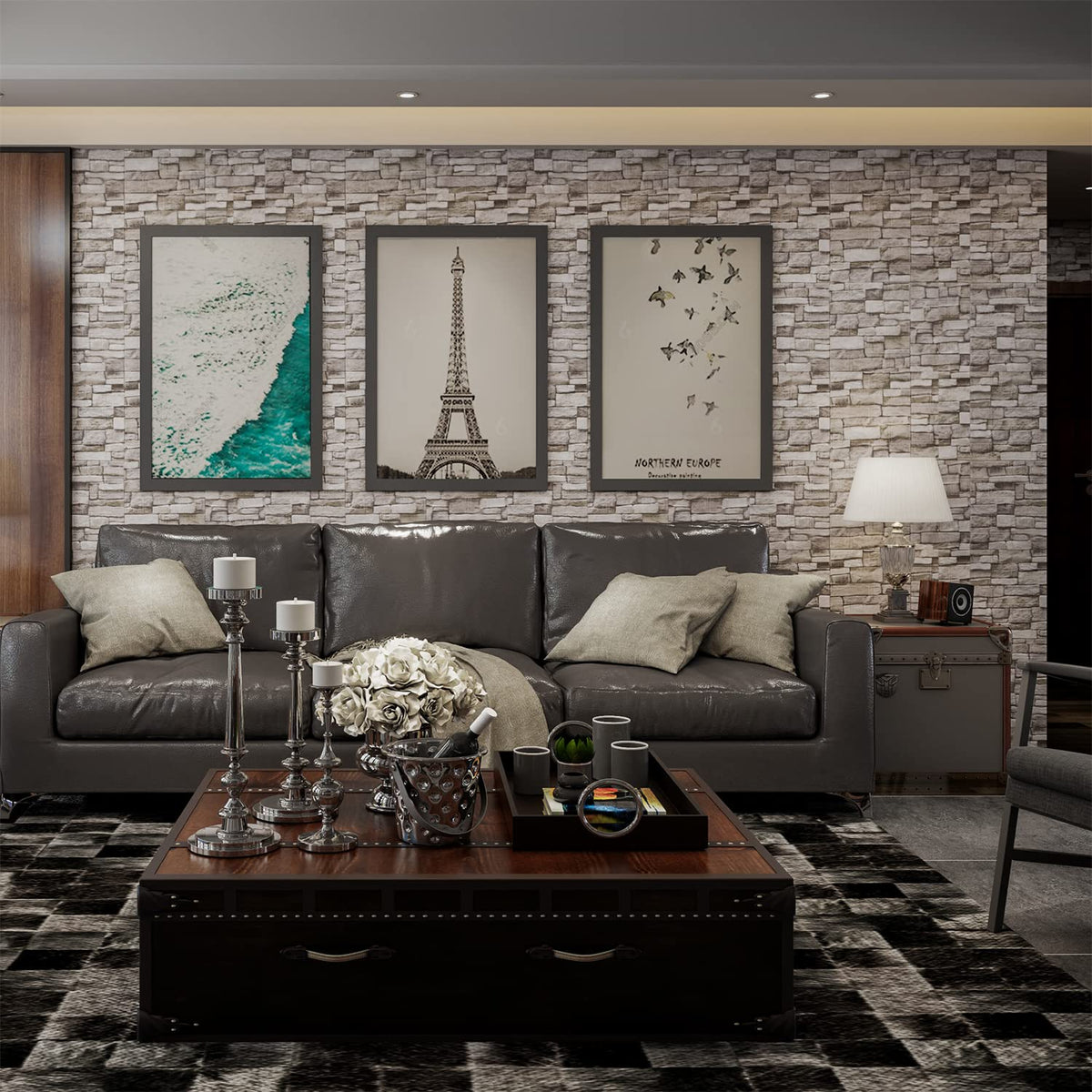 YLL YLL self-adhesive brick wallpaper simplifies quick decor updates.