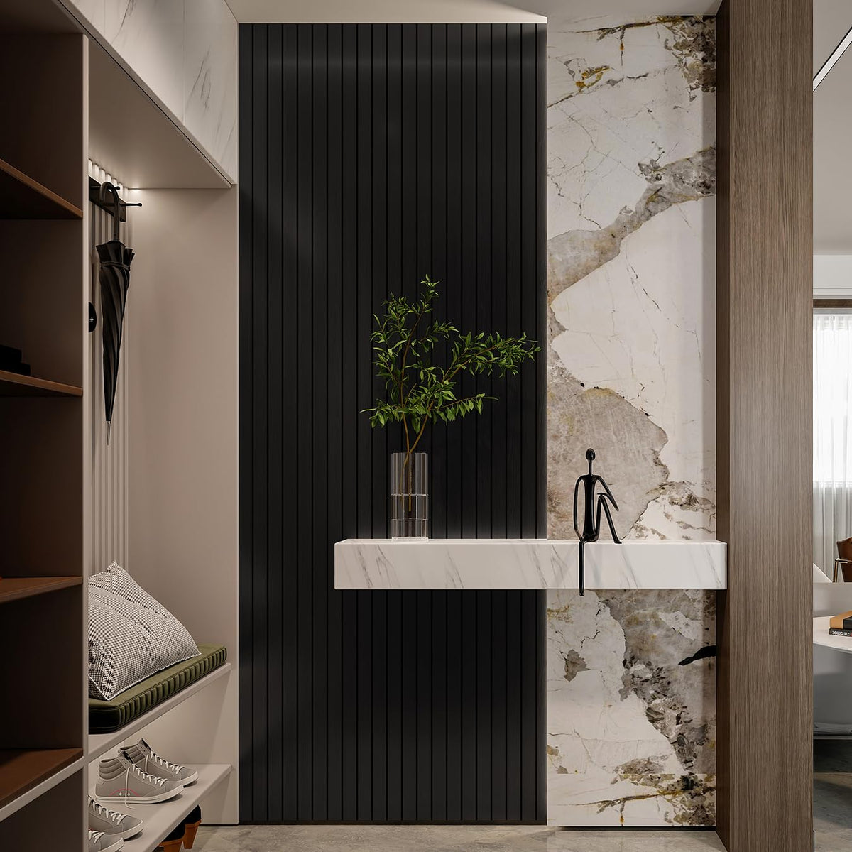 YLL YLL peel-and-stick slat panel enables mess-free installation and instant room upgrade.