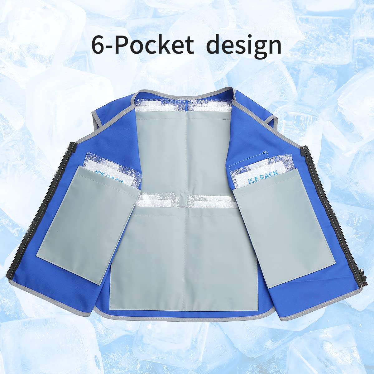 YLNEWWAYS cooling vest back view with pockets for gear storage.