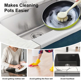 YLOGUY guard with raised water plate helps keep the counter dry