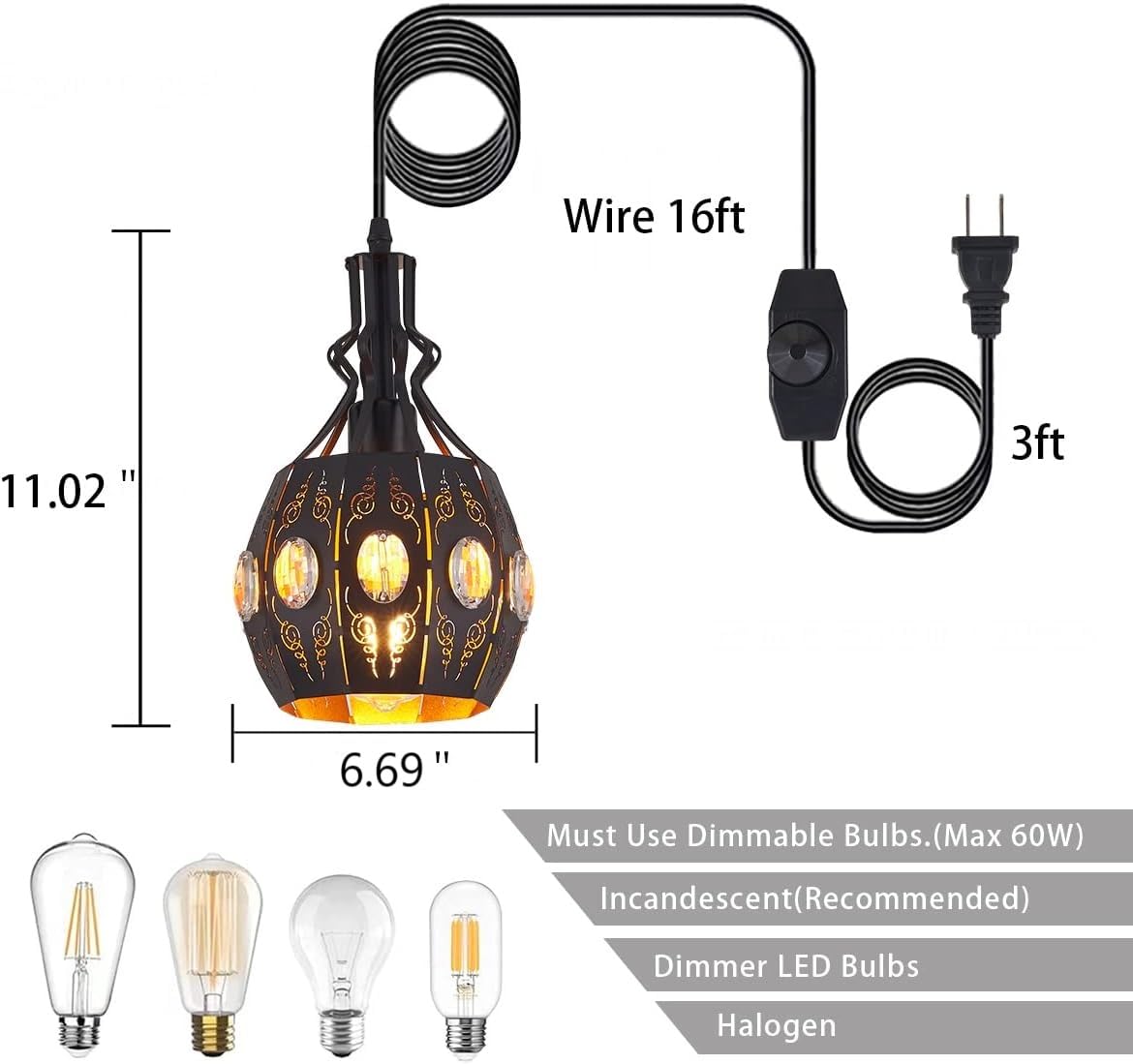 YLONG-ZS vintage pendant lamp enhances dining room ambiance