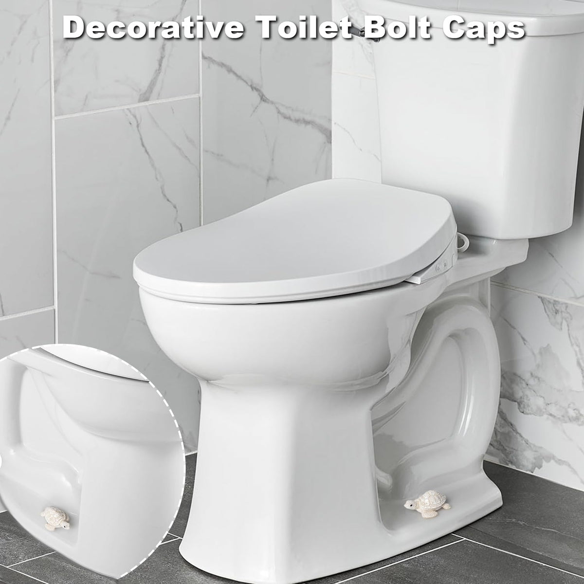 YLOVAN turtle toilet bolt cover white bathroom-setting complements nautical decor.