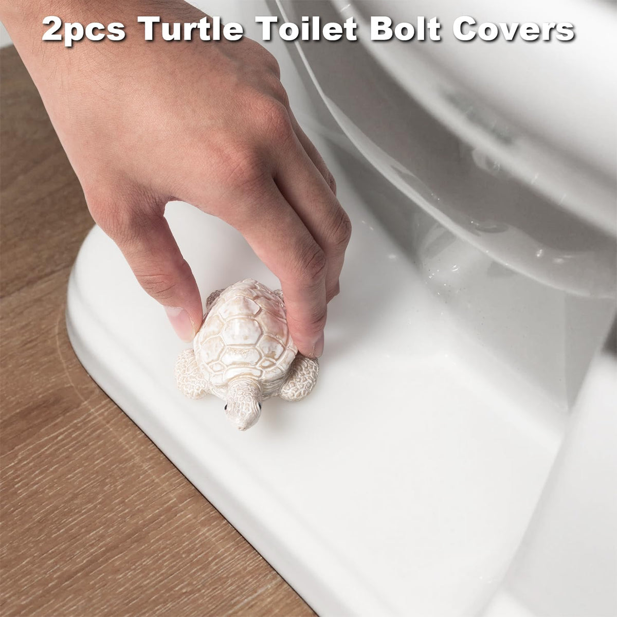 YLOVAN turtle toilet bolt cover white detail close-up shows hand-painted artistry.