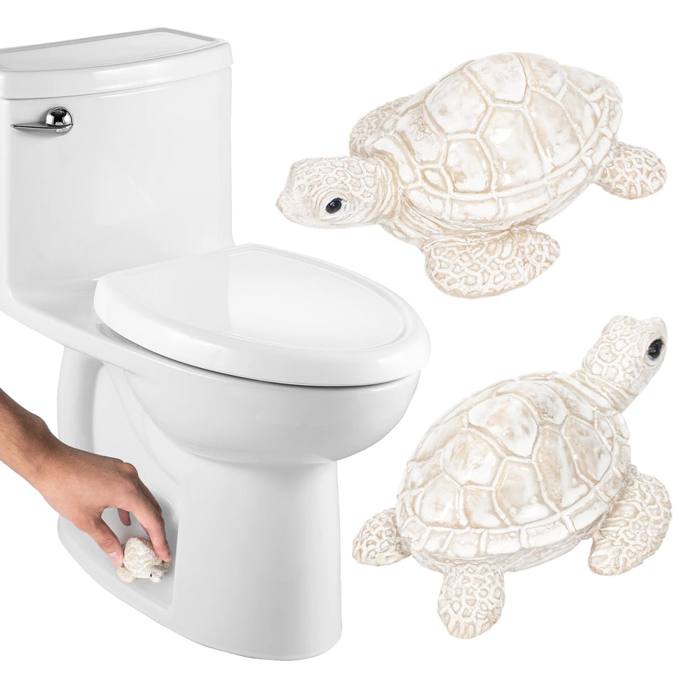 YLOVAN turtle toilet bolt cover white front view adds coastal charm to the bathroom.