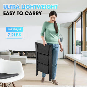 YLWSHRNT 3-step ladder sturdy triangle frame for stability.