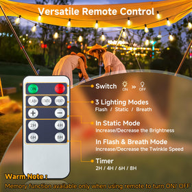 YLXS 25ft solar string lights offer 3 modes for customizable ambience.