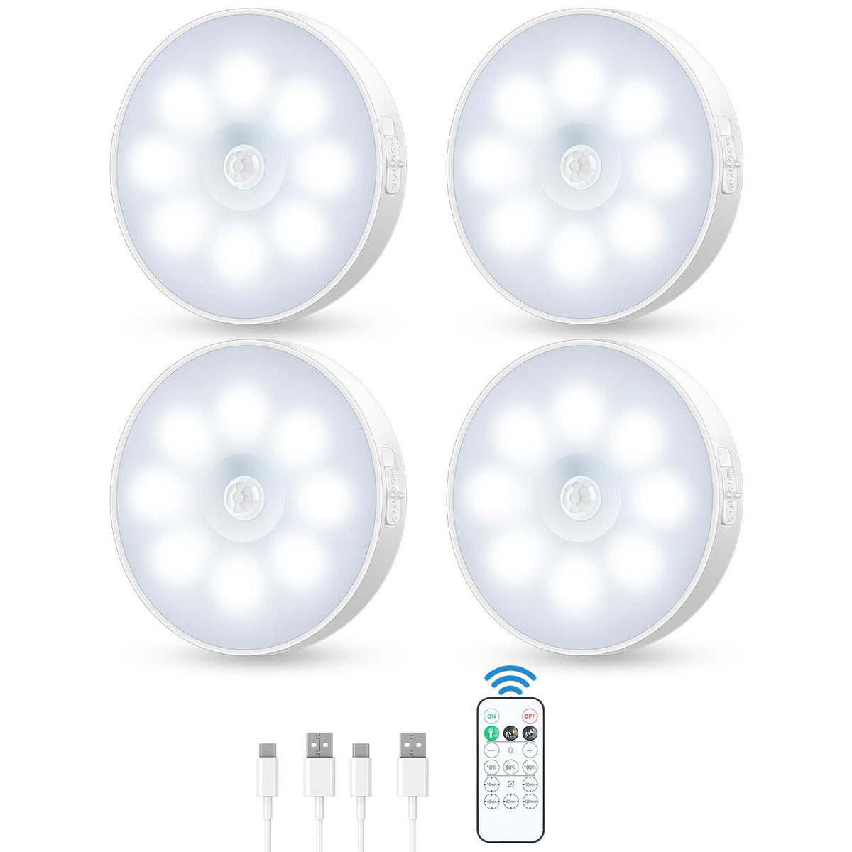 YLXS motion sensor puck light with remote illuminates cabinets hands-free.