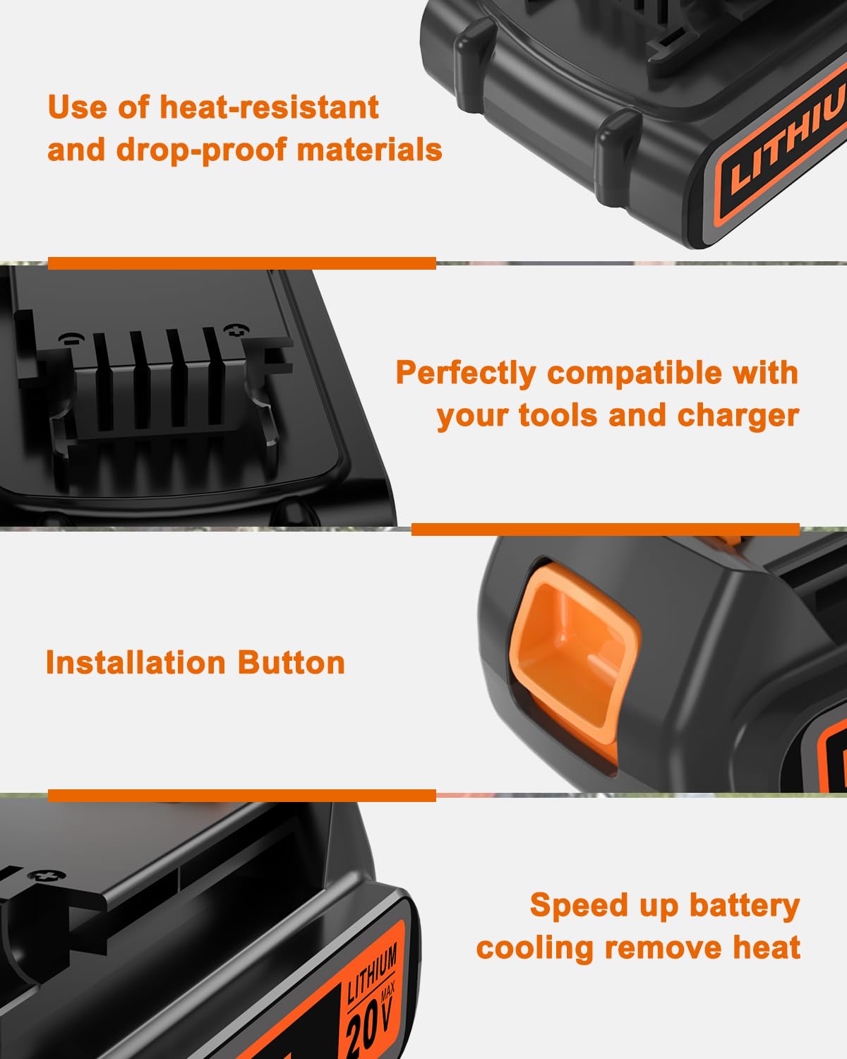 Ymawetia 2Ah battery label and compatibility highlights.