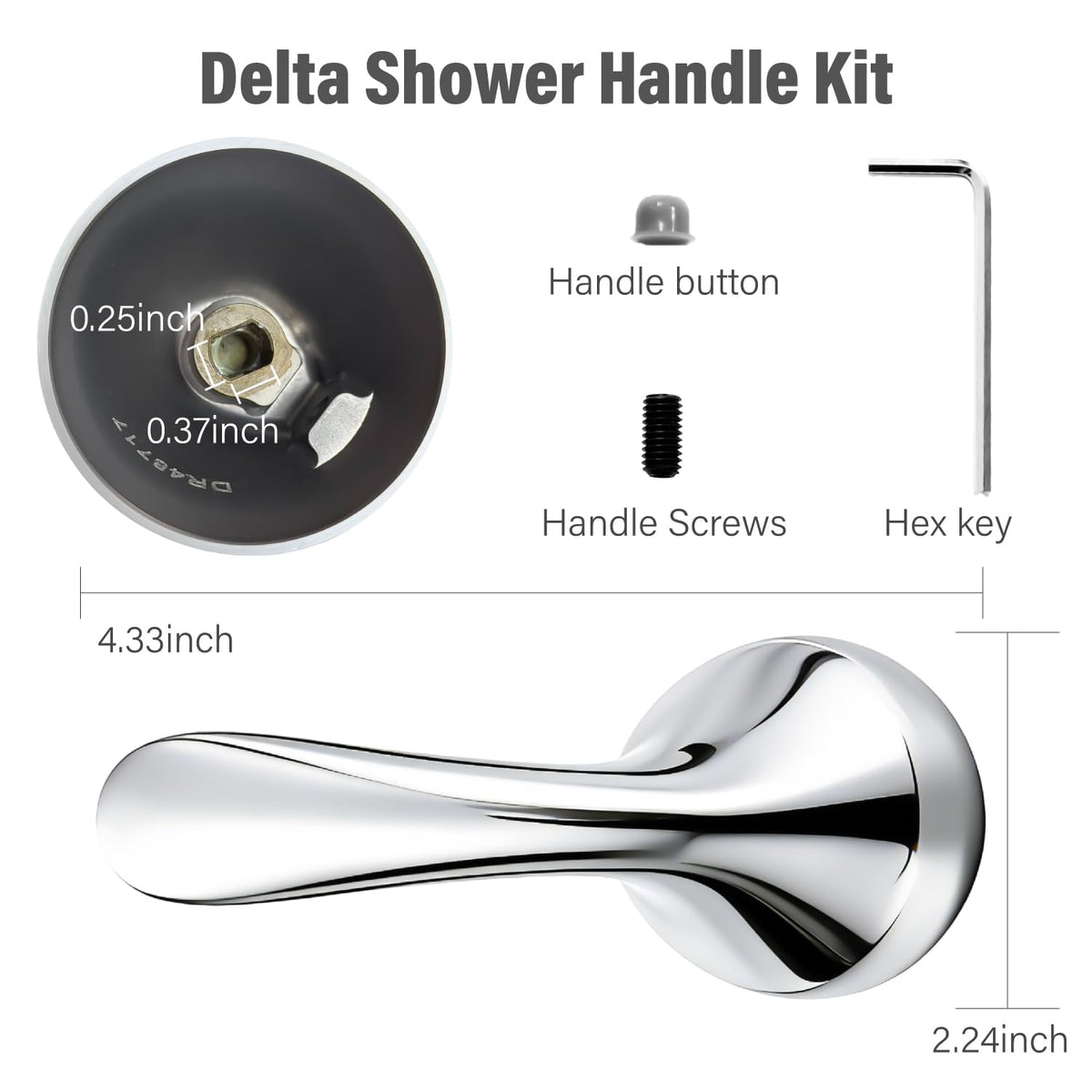 YMHOME chrome shower handle close-up reveals solid metal texture and finish.