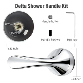 YMHOME chrome shower handle close-up reveals solid metal texture and finish.