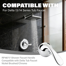 YMHOME temperature-control feature on chrome Delta handle supports consistent showers.