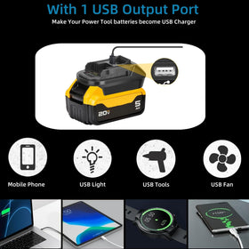 YMWLKJ DeWalt to Makita adapter battery-slot view shows easy alignment.