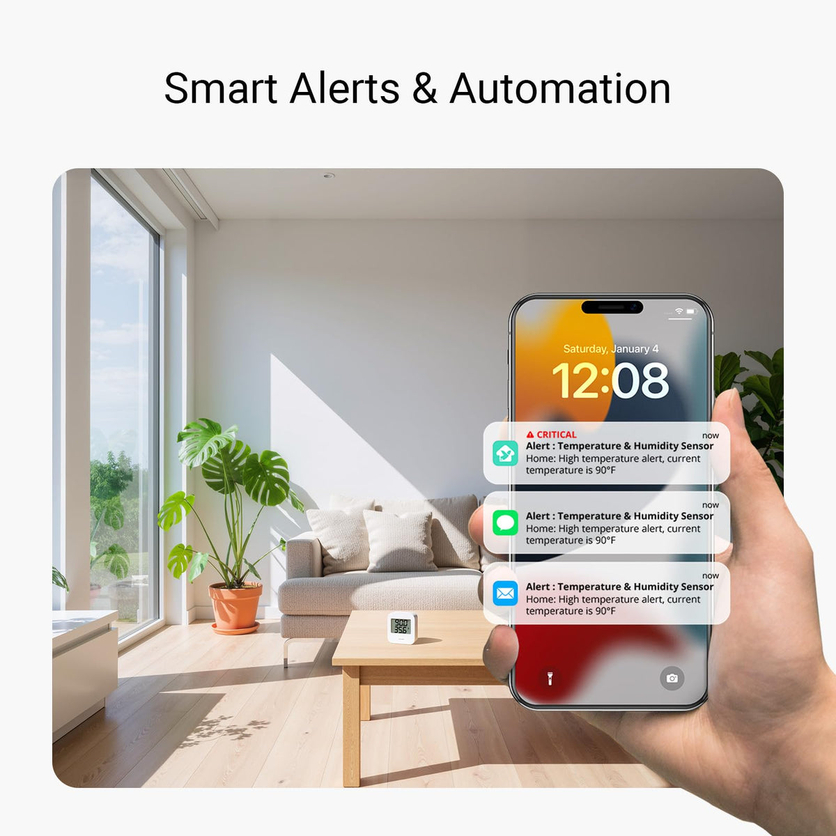 YoLink app dashboard demonstrates real-time temps and humidity trends for smarter living.