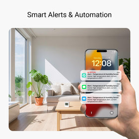 YoLink app dashboard demonstrates real-time temps and humidity trends for smarter living.
