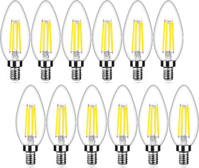 Yochoice 12-pack dimmable E12 LED bulbs for chandeliers and fans with smooth dimming.