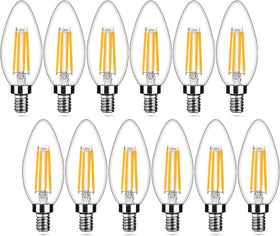 Yochoice dimmable E12 bulb with 360-degree beam for even chandelier illumination.