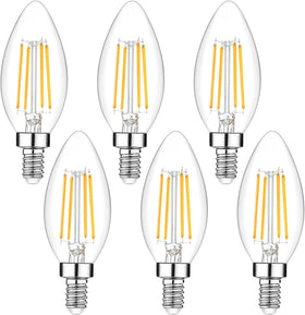 Yochoice dimmable E12 LED candle bulbs 6-pack deliver 2700K warm white ambiance.