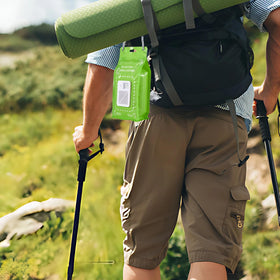YOCNSPROT portable unit with long strap for hanging or pocket-ready use.