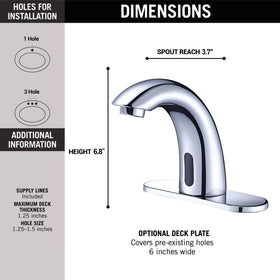 Yodel Faucet chrome 110V AC power option supports continuous operation in commercial spaces.