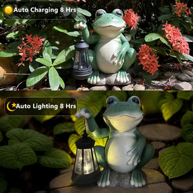 YODY weatherproof resin frog statue withstands rain and snow.